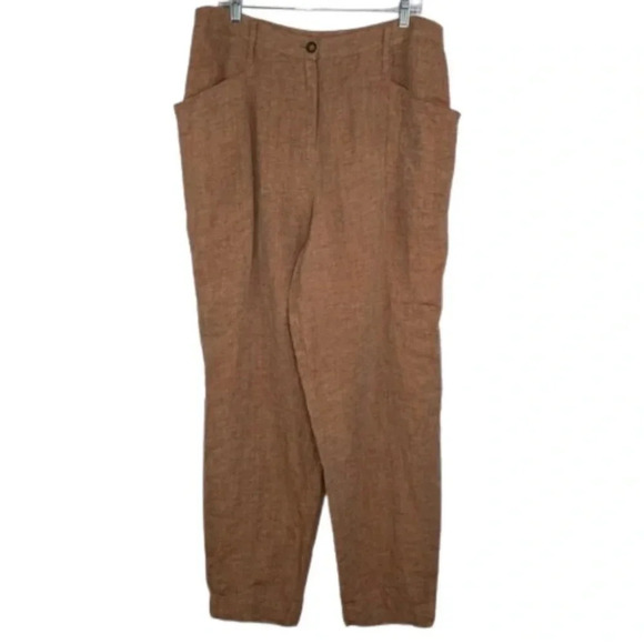 Poetry light pink 100% Linen High-waisted pants women's size 12 - Picture 1 of 8